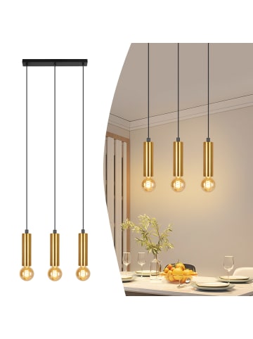 ZMH Pendelleuchte 3-flammige E27 in gold, Metall ohne Leuchtmittel
