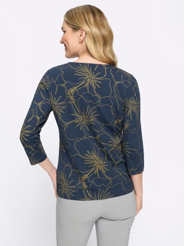 Sieh an! 3/4-Arm-Shirt in dunkelblau-goldfarben-bedruckt