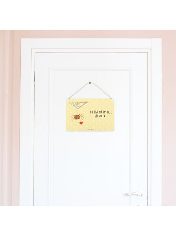 Mr. & Mrs. Panda Schild Spinne Agathe Liebe mit Spruch in Gelb Pastell