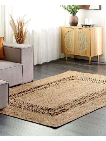 Beliani Geflochtener Teppich YENIKOY in Beige - (W) 160 x (L) 230 cm