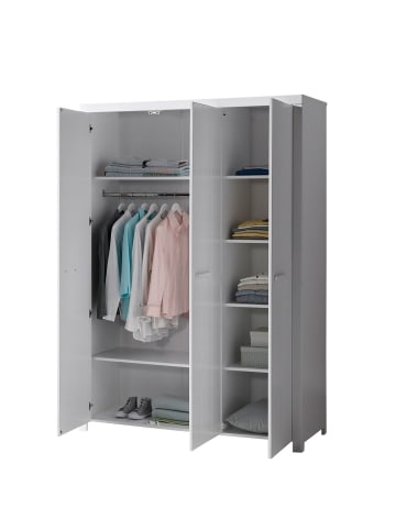 58 aufm Kessel KINDERZIMMERSCHRANK Karalynn 144x58x206 mit 3 Türen MDF Weiß