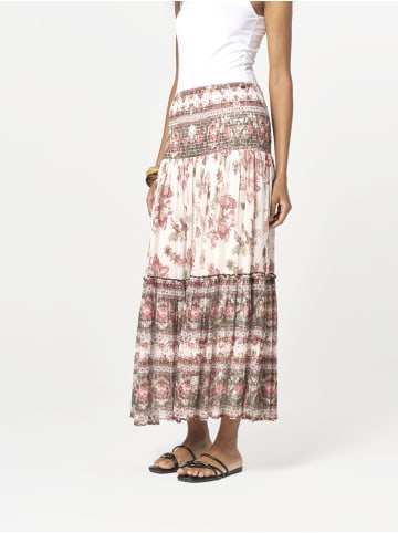 KOROSHI Langer bedruckter Rock für Frauen in weiß