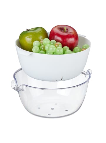 relaxdays Sieb mit Schüssel in Transparent/ Weiß