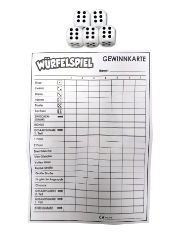 Toi-Toys XXL Würfelspiel (deutsch) - Punkteblock inkl 5 Würfel in mehrfarbig