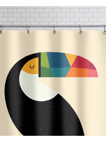Juniqe Duschvorhang "Rainbow Toucan" in Bunt & Cremeweiß