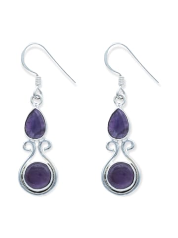 mantraroma 925er Silber - Ohrringe (L) 10 x (B) 41 mm mit Amethyst