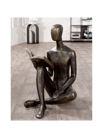 GILDE Skulptur Reading bronzefarben - (H) 80 cm