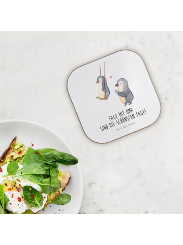 Mr. & Mrs. Panda Untersetzer Glas Pinguin Oma schaukeln mit Spruch in Weiß