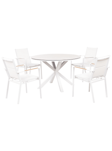 Beliani 5-tlg Gartentisch Set MALETTO/BUSSETO in Weiß/Grau/Beige