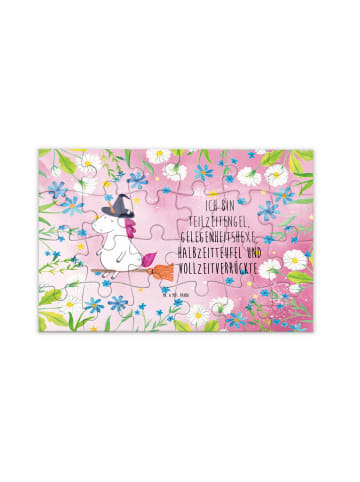 Mr. & Mrs. Panda Puzzle Einhorn Hexe mit Spruch in Rot Pastell