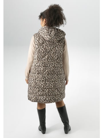 Aniston PLUS Steppweste in schwarz-beige-offwhite-braun