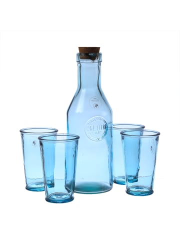 MARELIDA 5tl. Gläser-Set Trinkgläser mit Karaffe blau