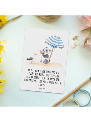 Mr. & Mrs. Panda Postkarte Lieber Sommer mit Spruch in Weiß
