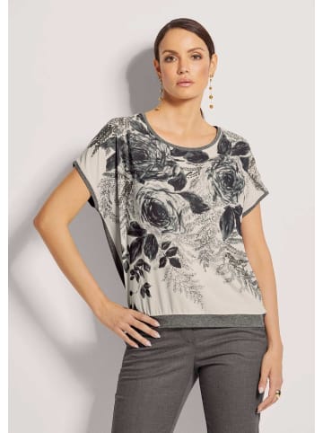 MADELEINE Kurzarm Druckshirt mit Rundhals in graumelange / multicolor