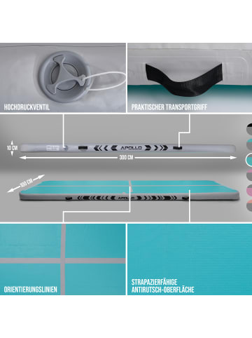 Apollo Airtrack Matte Yoga, Pilates, Gymnastik " Air Mat Pro " in Mint - Full Color