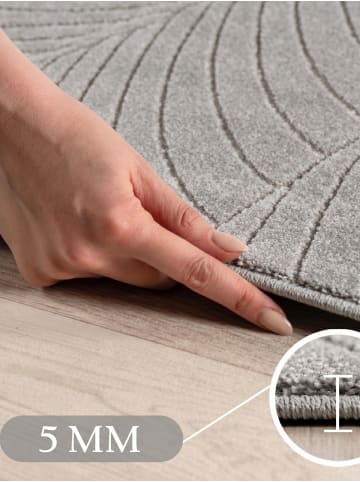 KADIMA DESIGN Outdoor-Teppich ENGADIN Blattmotiv Kurzflor Wohnzimmer Balkon in Silbergrau