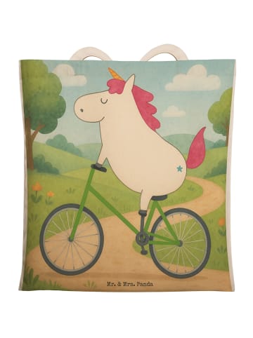 Mr. & Mrs. Panda Einkaufstasche Einhorn Radfahrer Design ohne Sp... in Weiß