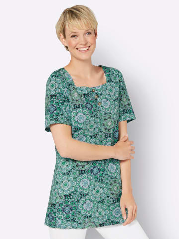 Sieh an! Longshirt in aqua-grasgrün-bedruckt