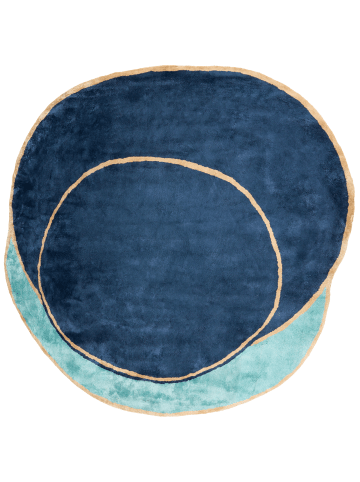 Beliani Kurzflor KANRACH in Blau/Beige - (W) 200 x (L) 200 cm