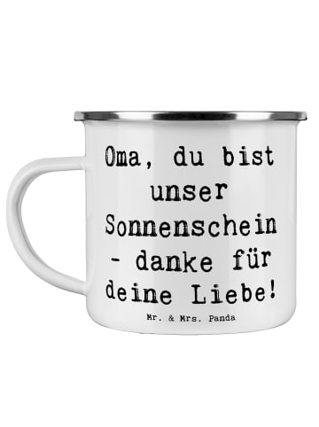 Mr. & Mrs. Panda Blechbecher Spruch Oma Sonnenschein mit Spruch in Weiß
