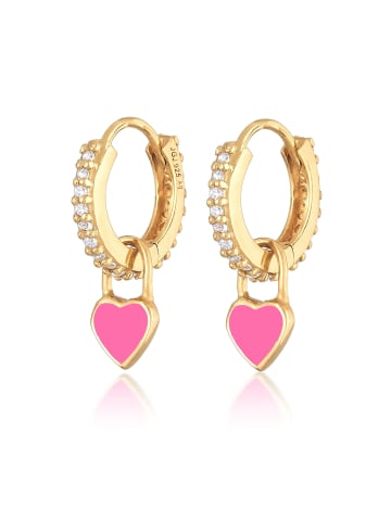 Elli Ohrringe 925 Sterling Silber Herz in Pink