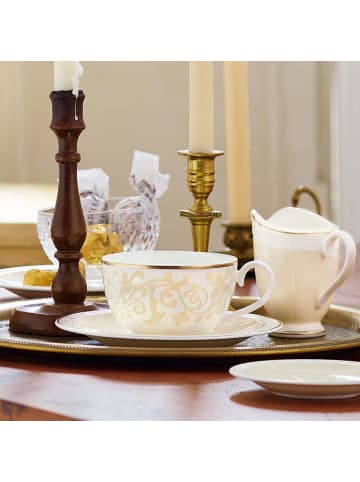 Villeroy & Boch 6er Set Frühstückstassen mit Untertassen Ivoire 310 ml in weiß-gold
