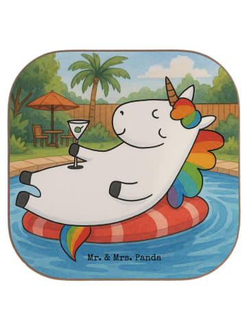 Mr. & Mrs. Panda Holzuntersetzer Einhorn Blümchentail Design ohne Sp... in Weiß