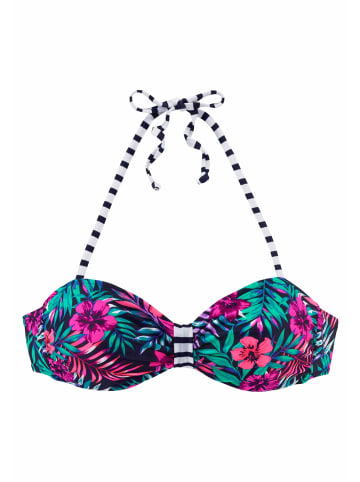 Venice Beach Bandeau-Bikini-Top in marine-bedruckt