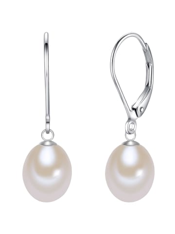 Lulu & Jane Perlen-Creolen Sterling Silber Süßwasser-Zuchtperle in silber