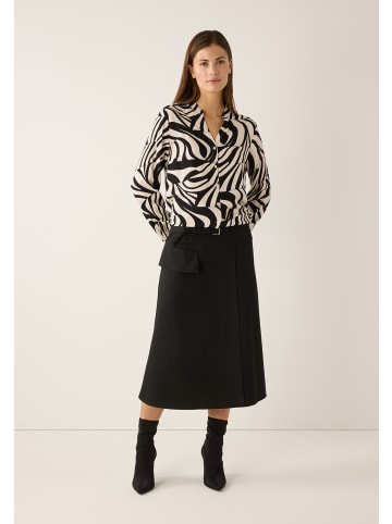 More & More stylishe Langarmbluse, Alloverprint in black/offwhite