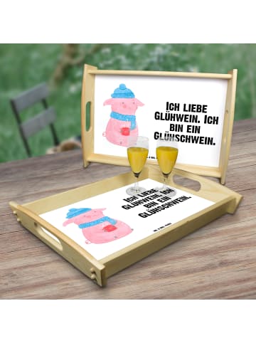 Mr. & Mrs. Panda Tablett Schwein Glühwein mit Spruch in Weiß
