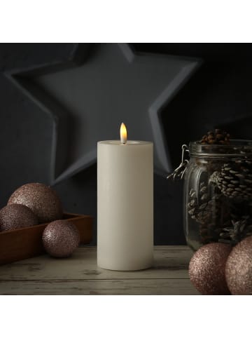Adilina LED Kerze LINA Echtwachs Rustik-Optik 7x15cm in weiß