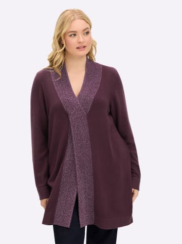 sheego Longpullover in burgund-flieder-meliert