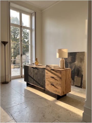 KADIMA DESIGN Kommode rechteckig, Massivholz, 2 Türen und 3 Schubladen