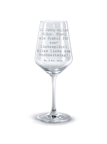 Mr. & Mrs. Panda Rotweinglas Spruch 11. Hochzeitstag Stahlhochze... in Transparent