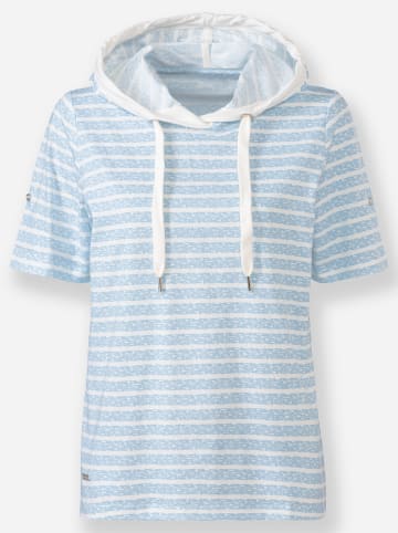 WITT WEIDEN Kapuzenshirt in eisblau-ecru-geringelt