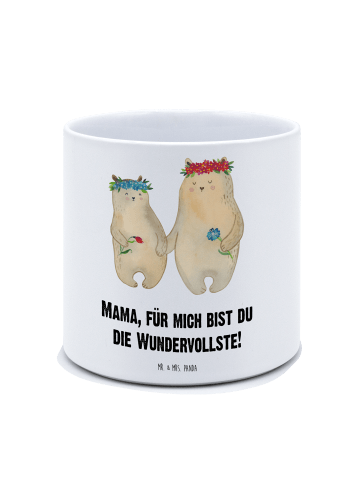 Mr. & Mrs. Panda Blumenkübel Bären mit Blumenkranz mit Spruch in Weiß