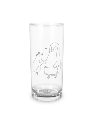 Mr. & Mrs. Panda Glas Pinguin mit Kind ohne Spruch in Transparent