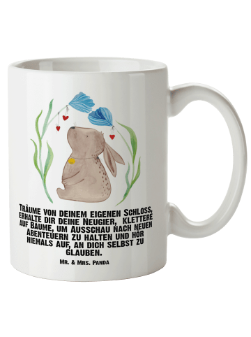 Mr. & Mrs. Panda Tasse Hase Blume mit Spruch in Weiß