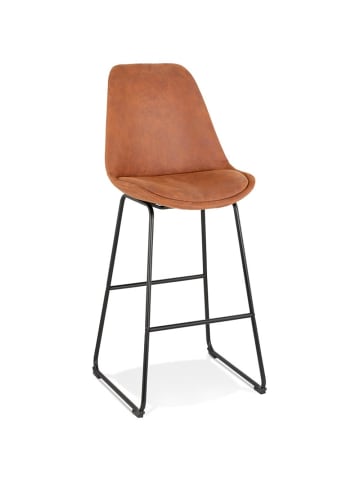 KADIMA DESIGN Barhocker gepolstert, 77cm Sitzhöhe, Mikrofaser & Metall in Braun