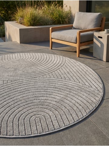 KADIMA DESIGN Kurzflorteppich Skandi 3D-Bögen Waschbar Wohnzimmer in Silber