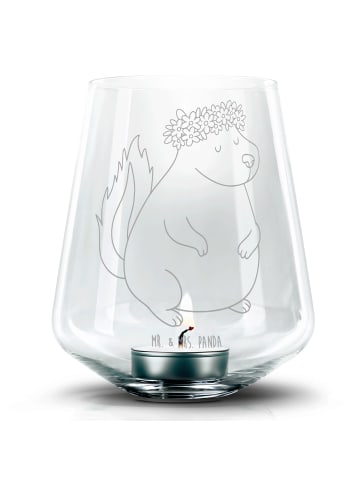 Mr. & Mrs. Panda Windlicht Glas Stinktier ohne Spruch in Transparent