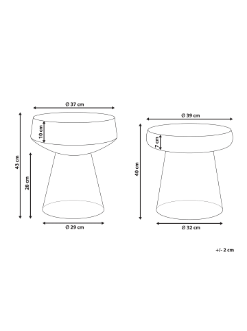 Beliani 2er-Set Beistelltisch LAGUNA/CALDERA in Braun