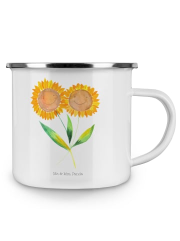 Mr. & Mrs. Panda Emaille Tasse Blume Sonnenblume ohne Spruch in Weiß