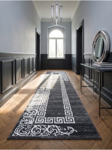 KADIMA DESIGN Teppich Kurzflor Waschbar Mäander ASPEN Strapazierfähig OEKO-TEX in Grau