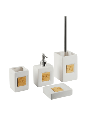 Beliani 4-tlg Badezimmer-Zubehör KOUROU in Beige/Braun