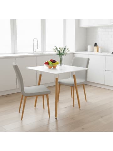 relaxdays Esstisch in Weiß/ Natur - (B)75 x (H)75 x (T)75 cm