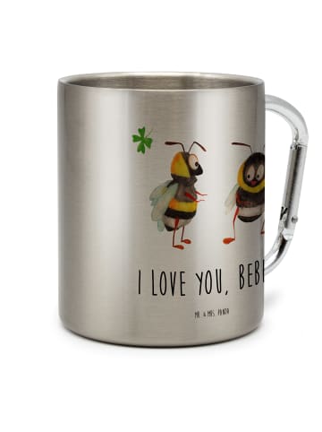 Mr. & Mrs. Panda Thermobecher Bienen Paar mit Spruch in Silber