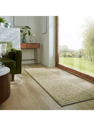 KADIMA DESIGN Wollteppich handgewebt Struktur hochdicht Teppich Wolle-Polyester in Grün