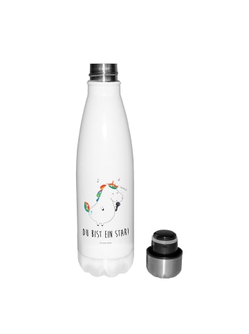 Mr. & Mrs. Panda Trinkflasche Einhorn Sänger mit Spruch in Weiß